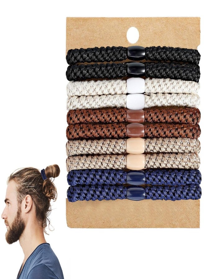 Clofiak Hair Ties for Men, 10Pcs Mens Bracelet Braided Hair Ties, No Crease No Damage, Curly Thick Dense Long Hair Ties for Guys - Image 1